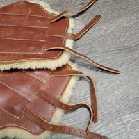 Closed Leather & Sheepskin Boots, buckles *xc/vgc, older, mnr hair, dirt & compressed fleece, scrapes
