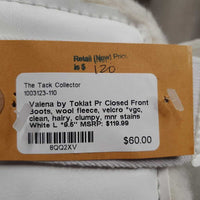 Pr Closed Front Boots, wool fleece, velcro *vgc, clean, hairy, clumpy, mnr stains
