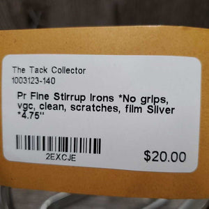 Pr Fine Stirrup Irons *No grips, vgc, clean, scratches, film