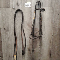 FS Bridle, Braided Reins *gc, dry, stiff, scraped edges
