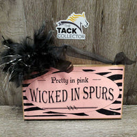 "Pretty in Pink - Wicked in Spurs" Wood Signs, feathers *gc
