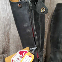 Pr Dressage Boots, zips, black roll plastic forms, widened *gc/fair, SPLIT Left Zipper, residue, scuffs, threads, stretched elastic