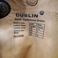 Pr Dressage Boots, zips, black roll plastic forms, widened *gc/fair, SPLIT Left Zipper, residue, scuffs, threads, stretched elastic
