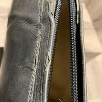 Pr Field Boots, zip, black plastic forms *gc, widened, threads, holey edges, scrapes, dings, older
