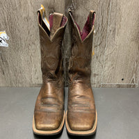 Pr Square Toe Western Cowgirl Boots *gc, clean & dirty edges, CRACK & SPLITS, toes: faded, scuffs, inner hair & rubs
