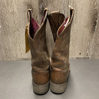 Pr Square Toe Western Cowgirl Boots *gc, clean & dirty edges, CRACK & SPLITS, toes: faded, scuffs, inner hair & rubs
