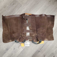 Pr Thick Leather Half Chaps, velcro, buckle top *vgc, dirt, scuffs, rubs, hairy velcro
