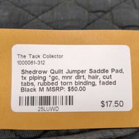 Quilt Jumper Saddle Pad, 1x piping *gc, mnr dirt, hair, cut tabs, rubbed torn binding, faded
