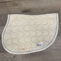 Thick Quilt Jumper Saddle Pad, 1x, piping *gc, stained, dingy, cut tabs, rubbed piping and bindng edges
