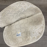 Thick Quilt Jumper Saddle Pad, 1x, piping *gc, stained, dingy, cut tabs, rubbed piping and bindng edges
