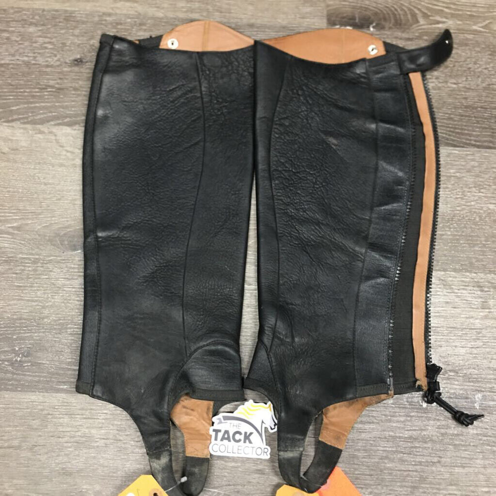 Pr Leather Half Chaps, Back Zipper *xc, mnr dirt & stains