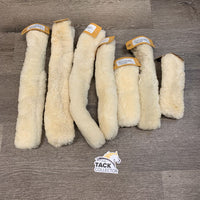 8 pieces Sheepskin Halter Fuzzies, Bag *vgc, mnr stains?dirt, clumps, flattened spots *missing 1 Chin piece
