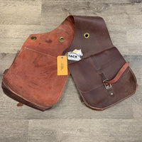 Light Leather Saddle Bags *vgc, v. mnr dirt, sm scuffs, rubs
