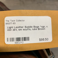 Light Leather Saddle Bags *vgc, v. mnr dirt, sm scuffs, rubs
