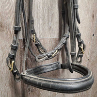 Rsd/Padded Thick Bridle, Bling Browband, Buckles, Plain Reins *gc, dirty, film, chewed, KB B.Band, older
