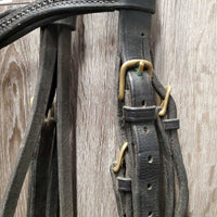 Rsd/Padded Thick Bridle, Bling Browband, Buckles, Plain Reins *gc, dirty, film, chewed, KB B.Band, older
