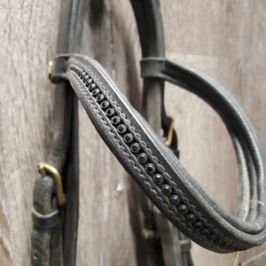 Rsd/Padded Thick Bridle, Bling Browband, Buckles, Plain Reins *gc, dirty, film, chewed, KB B.Band, older