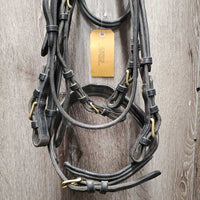 Rsd/Padded Thick Bridle, Bling Browband, Buckles, Plain Reins *gc, dirty, film, chewed, KB B.Band, older
