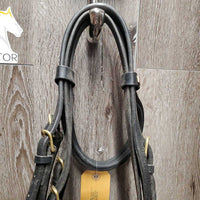 Rsd/Padded Thick Bridle, Bling Browband, Buckles, Plain Reins *gc, dirty, film, chewed, KB B.Band, older
