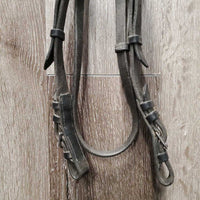 Rsd/Padded Bridle, buckles *No Noseband, xholes, dry, stiff, mnr dirt, split top
