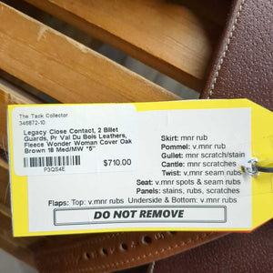 18 Med/MW *5" Legacy Close Contact, 2 Billet Guards, Pr Val Du Bois Leathers, Fleece Wonder Woman Cover, Foam Panels, sm Front Blocks, Flaps: 14.75"L x 13.5"W Serial #: 102706 18 M 381200131