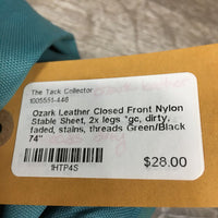 Closed Front Nylon Stable Sheet, 2x legs *gc, dirty, faded, stains, threads

