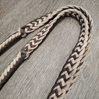 Braided Nylon Rope Western Round Reins, 2 conway buckles *fair/gc, stains, dirt, snags, discolored, rubs, faded
