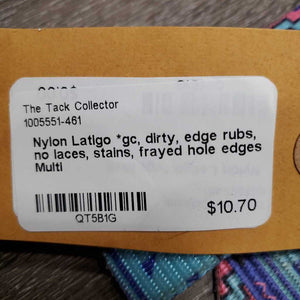 Nylon Latigo *gc, dirty, edge rubs, no laces, stains, frayed hole edges