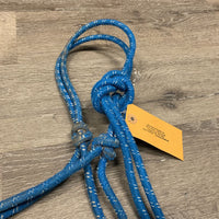 Stiff Thick Nylon Rope Halter, attached nylon lead *dirty, frayed, older, stains, snags, cut rope
