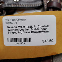 Pr Cowhide Western Leather & Hide Spur Straps, tag *new
