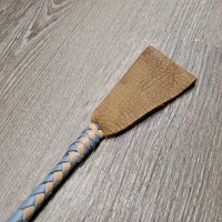 Braided Leather Riding Crop - Whip, handle, v.large flapper *vgc, clean, ?older, stains, floppy
