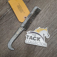 Light Metal Mane Comb, Hoof Pick Handle *gc, discolored, stained, peeled, gunk, older
