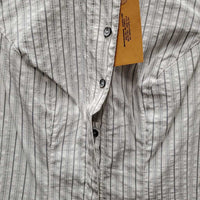 LS Show Shirt *No Collar, loose button threads, gc/fair, v.crinkled, pit stains, puckered collar
