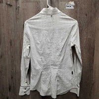 LS Show Shirt *No Collar, loose button threads, gc/fair, v.crinkled, pit stains, puckered collar
