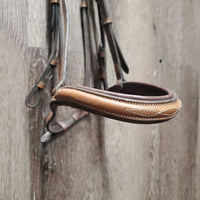 FS/Rsd Padded Bridle, Plain Reins *gc, dry, stiff, clean, scraped edges, stains, mnr mismatched
