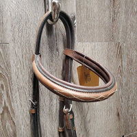 FS/Rsd Padded Bridle, Plain Reins *gc, dry, stiff, clean, scraped edges, stains, mnr mismatched
