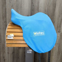 17.5 Adj *XW/White Gullet in Wintec 500 Wide Dressage Saddle, Blue Wintec Cover, CAIR Panels, No Blocks or Extra Gullets, Front & Rear Gusset Panels, Flaps: 17"L x 12.75" Serial #: W 18 01 1143-44DR 17.5"
