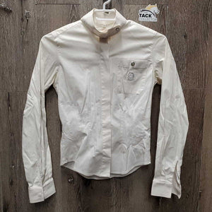 LS Show Shirt, attached Snap Collar *gc, crinkled, wrinkled, seam puckers, dingy, older