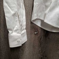 LS Show Shirt, attached Snap Collar *gc, crinkled, wrinkled, seam puckers, dingy, older
