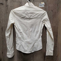 LS Show Shirt, attached Snap Collar *gc, crinkled, wrinkled, seam puckers, dingy, older
