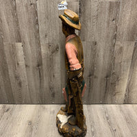 Vintage 1970's ?Fred Curtis Ceramic Standing Cowboy Statue *v.dented & chipped, dirty
