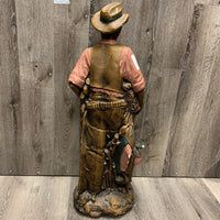 Vintage 1970's ?Fred Curtis Ceramic Standing Cowboy Statue *v.dented & chipped, dirty
