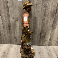 Vintage 1970's ?Fred Curtis Ceramic Standing Cowboy Statue *v.dented & chipped, dirty
