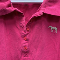 SS Polo Shirt, 1/4 Button Up *gc, clean, faded, mnr curled collar
