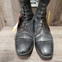 Pr Field Boots, zips *RT BROKEN Zip, dirty, film, scrapes, scratches, threads, stretched els, dent
