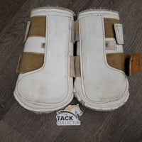 Pr Closed Boots, velcro, fleece *fair, dirty, older, dingy, hairy, cracking, dingy, stains
