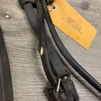 Soft Fine Rolled Leather Bridle *vgc, mnr residue, TORN noseband edge
