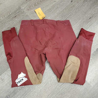 Euroseat Breeches *gc, faded, seam puckers, mnr snags, rubs, pills & stains, unstitched seam, discolored
