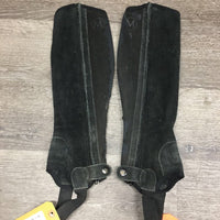 Pr Hvy Suede Half Chaps *gc, peeling, clean, rubs, older
