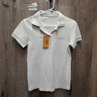 MENS SS Show Polo Shirt, 1/4 Button up *gc, discolored & dingy, curled collar, older, mnr snags
